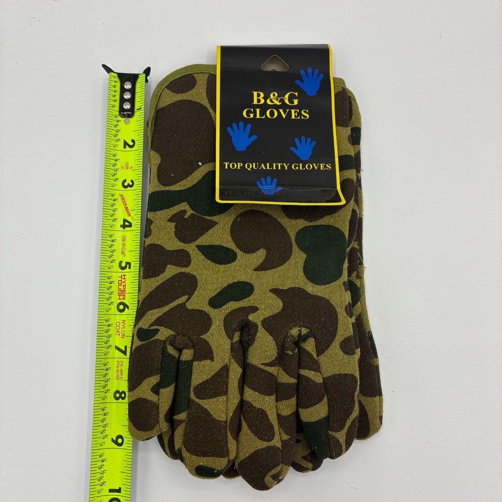 Camo Jersey Hunting Work Gloves Full Finger Size Large New W Tag B&G Gloves